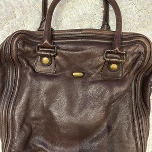 Chloe brown leather handbag with gold accents